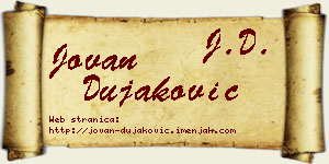 Jovan Dujaković vizit kartica